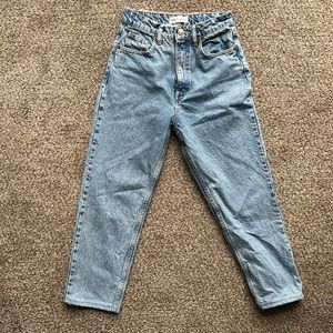 Zara petite 0 2 high waisted rise denim mom jeans
